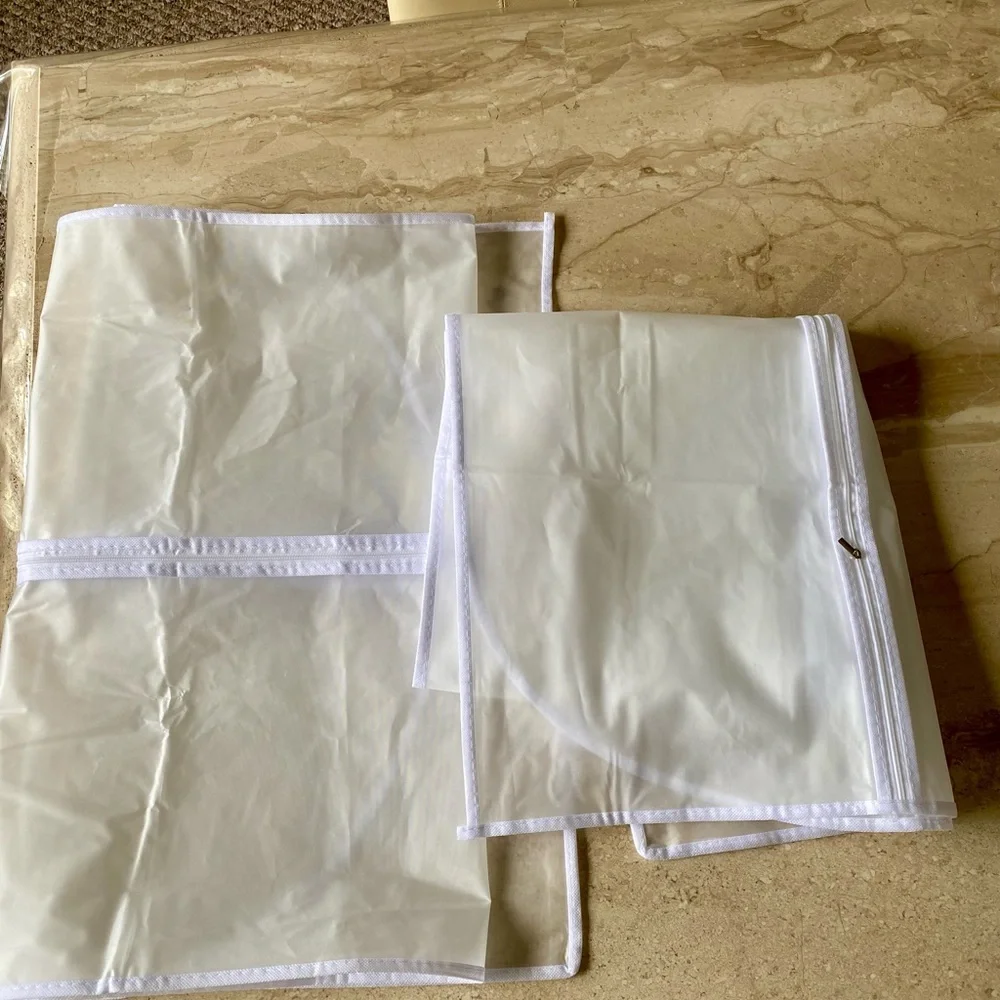 Clear White Garment Bag with Zipper - Home Storage & Organization